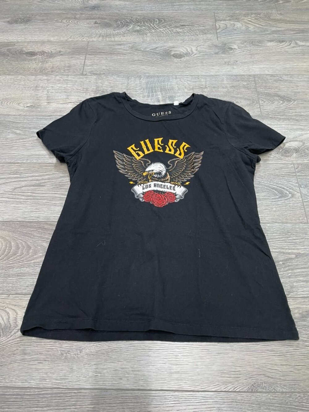 Guess Los Angeles Eagleโ Graphic Tee Black Rose Graphic T-Shirt Vintage Vibe M